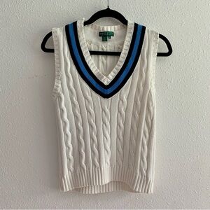 Ralph Lauren Active Cable Chunky Knit Sleeveless Sweater Size Medium Cotton
